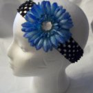 Girls Blue Flower Daisy Black or White Headband Baby