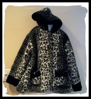 KC Collections Winter Faux Fur Coat Girls L Large 10 12