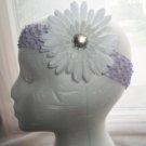 Girls White 4" Gerbera Flower Lavender Headband Infant
