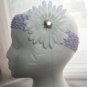 Girls White 4" Gerbera Flower Lavender Headband Infant