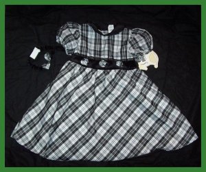 Girls Holiday Fall Black Plaid DRESS NWT NEW 3 3T 4 4T