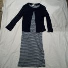 Spumoni Girls 2 Pc Dress Set Sweater Navy Striped 14 16