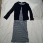 Spumoni Girls 2 Pc Dress Set Sweater Navy Striped 14 16