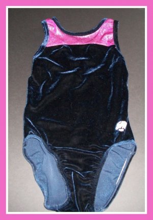GK Elite Velour Navy Dance Gymnastics Leotard CL Large