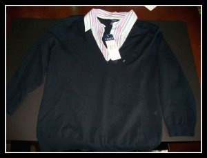 Chaps Ralph Lauren Womens Navy Shirt Top NWT L Large