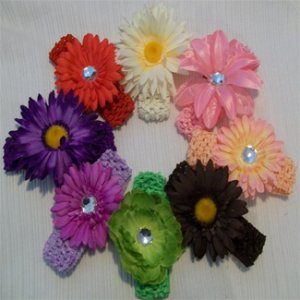 Gerbera Flower Daisy Clip Crochet Headband Pick Color