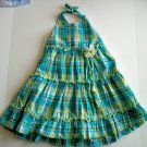 Girls Summer Blue Green Plaid Halter DRESS 2 2T 3 3T