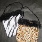 Girls Safari Print Purse Bag Fur Zebra Leopard New Gift