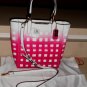 COACH MADISON GINGHAM SAFFIANO MINI BONDED TOTE HANDBAG PINK RUBY MODEL 30136