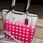 COACH MADISON GINGHAM SAFFIANO MINI BONDED TOTE HANDBAG PINK RUBY MODEL 30136