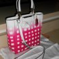 COACH MADISON GINGHAM SAFFIANO MINI BONDED TOTE HANDBAG PINK RUBY MODEL 30136