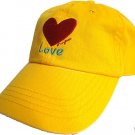 LOVE HEART HAT YELLOW BASEBALL CAP BRIGHT COLORFUL
