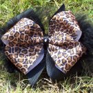 Black and Leopard Maribou Hairbow