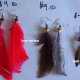 feather earrings in  jewel tones and natural colors