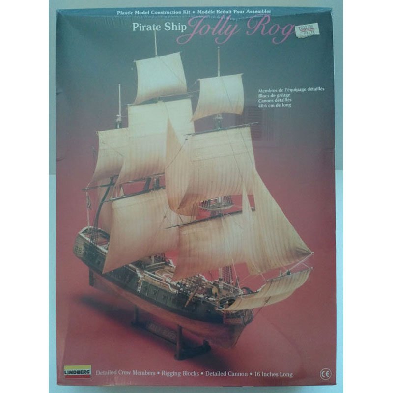 SOLD Vintage Lindberg Ship Model Kit Jolly Roger Pirate Ship 16in Long