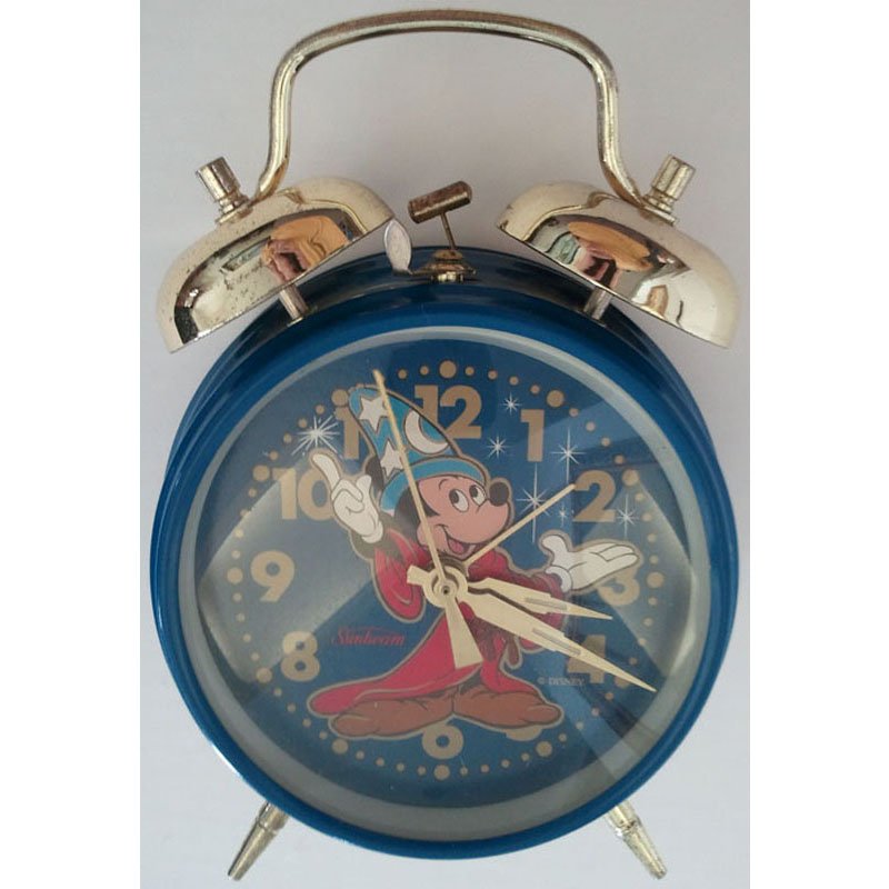 SOLD Mickey Mouse WindUp Double Bell Alarm Clock Disney Fantasia