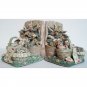 Heavy Bookends Garden Picnic Theme by TCR Quality Stoneware 5.5in Tall