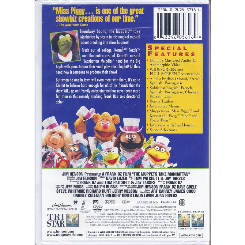 The Muppets Take Manhattan Dvd Jim Henson Frank Oz Widescreen And Full