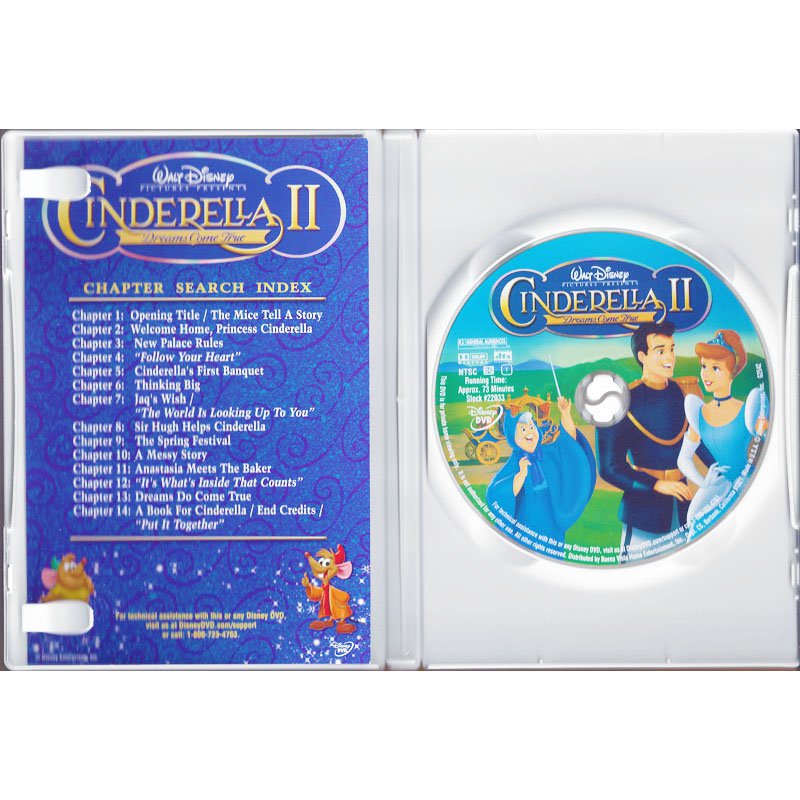 Cinderella II Dreams Come True Disney Animated Movie DVD Bonus Features