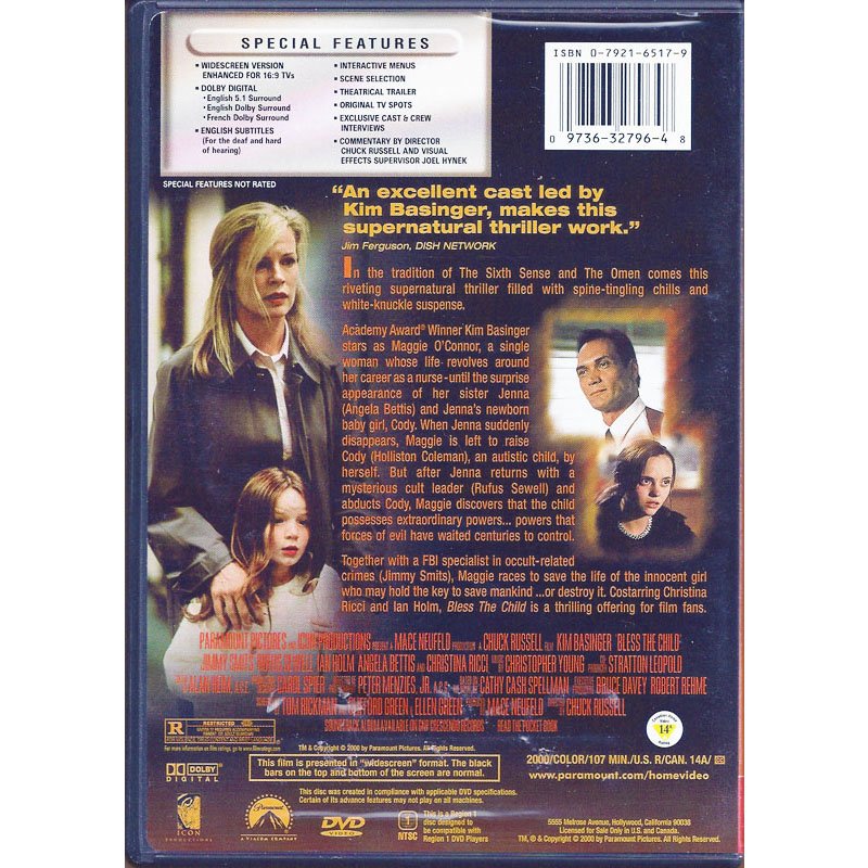 Bless the Child DVD Kim Basinger Jimmy Smits Christina Ricci Rufus ...