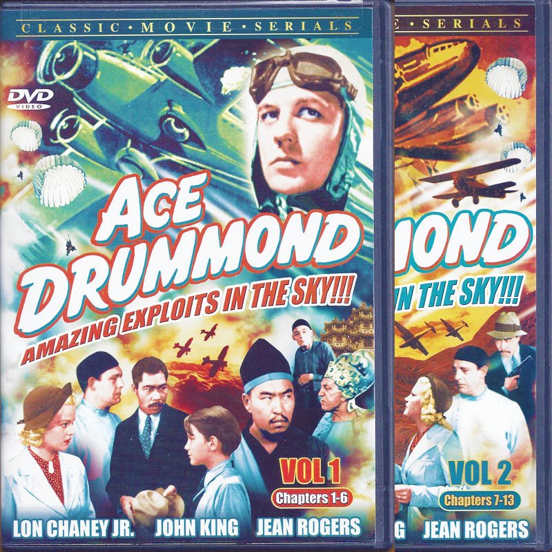 Ace Drummond Vols 1-2 Chapters 1-13 2-DVD Set John King Jean Rogers Lon Chaney Jr 1936 B&W