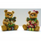 Country Christmas Bears Homco Figurines Porcelain Bisque Vintage 1980s Set of 2 Retired 5251