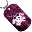 Goth Punk Skull Design Dog Tag Pendant with Free Chain