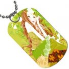 Flower Girl Design Dog Tag Pendant with Free Chain