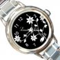 Black n White Flower Design Italian Charm Watch A26778743