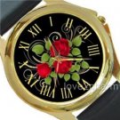 Roses Swirls Design Roman Numerals Ladies Watch