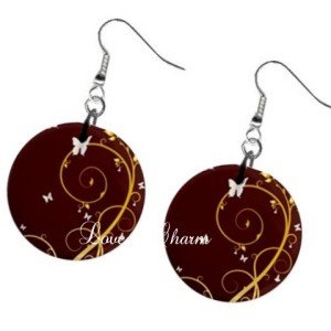 Brown Butterfly Swirl Design Dangle Earrings A26499059