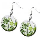 Green Flower Swirl Design Dangle Earrings A19263801