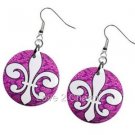 White and Pink Fleur De Lis Design Dangle Earrings A26778302
