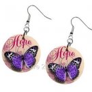 Purple Butterfly Hope Design Dangle Earrings A26778446