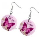 Pink Butterfly Hope Design Dangle Earrings A26778452