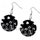 Flower Black and White Design Dangle Earrings A26778320