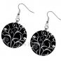 Flower Swirl Black and White Design Dangle Earrings A26778321