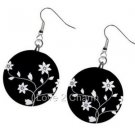 Simple Flower Black and White Design Dangle Earrings A26778322