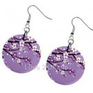 Light Purple Tree Flower Design Dangle Earrings A26778012