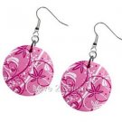 Pink Flower Swirl Design Dangle Earrings A26778455