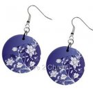 Purple White Flower Swirl Design Dangle Earrings A26778469