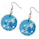 Light Blue Flower Swirl Design Dangle Earrings A26778470