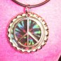 Bottle Cap pendant with Peace Sign #012
