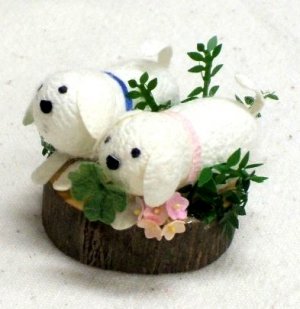 "Cocoon Doll" Japanese Hand Made  "Twin Dogs" New
