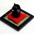 "Cocoon Doll" Japanese Hand Made  Black Cat on Zabuton