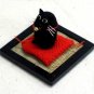 "Cocoon Doll" Japanese Hand Made  Black Cat on Zabuton