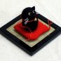 "Cocoon Doll" Japanese Hand Made Black Cat on Zabuton