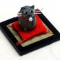 "Cocoon Doll" Japanese Hand Made  Gray Cat on Zabuton