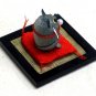 "Cocoon Doll" Japanese Hand Made Gray Cat on Zabuton