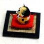 "Cocoon Doll" Japanese Hand Made Yellow Cat on Zabuton